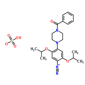 4-(4-benzoylpiperazin-1-yl)-2,5-bis(propan-2-yloxy)benzenediazonium hydrogen sulfate molecular structure