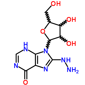 8-hydrazinyl-9-pentofuranosyl-3,9-dihydro-6H-purin-6-one molecular structure