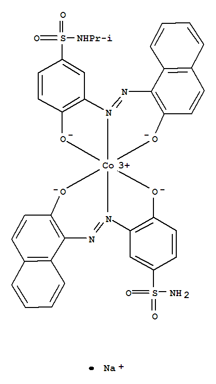 Cobaltate(1-), (4-(hydroxy-kappaO)-3-(2-(2-(hydroxy-kappaO)-1-naphthalenyl)diazenyl-kappaN1)benzenesulfonamidato(2-))(4-(hydroxy-kappaO)-3-(2-(2-(hydroxy-kappaO)-1-naphthalenyl)diazenyl-kappaN1)-N-(1-methylethyl)benzenesulfonamidato(2-))-, sodium (1:1)