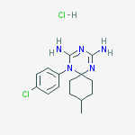 5-(4-chlorophenyl)-9-methyl-1,3,5-triazaspiro[5.5]undeca-1,3-diene-2,4-diamine;hydrochloride molecular structure