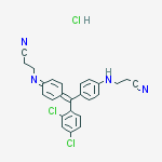3-({(1E,4E)-4-[{4-[(2-cyanoethyl)amino]phenyl}(2,4-dichlorophenyl)methylidene]cyclohexa-2,5-dien-1-ylidene}amino)propanenitrile molecular structure