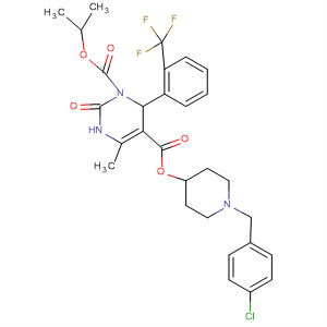1,5(2H)-Pyrimidinedicarboxylic acid,3,6-dihydro-4-methyl-2-oxo-6-[2-(trifluoromethyl)phenyl]-,1-[1-[(4-chlorophenyl)methyl]-4-piperidinyl] 5-(1-methylethyl) ester molecular structure