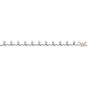 (6E,10E,14E,18E,22E,26E,30E,34E,38E)-3,7,11,15,19,23,27,31,35,39,43-undecamethyltetratetraconta-6,10,14,18,22,26,30,34,38,42-decaen-1-yl trihydrogen diphosphate molecular structure
