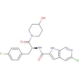 1H-Pyrrolo[2,3-c]pyridine-2-carboxamide,5-chloro-N-[(1S)-1-[(4-fluorophenyl)methyl]-2-(4-hydroxy-1-piperidinyl)-2-oxoethyl]- molecular structure