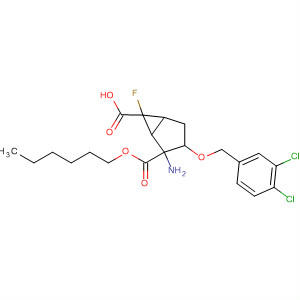 Bicyclo[3.1.0]hexane-2,6-dicarboxylic acid,2-amino-3-[(3,4-dichlorophenyl)methoxy]-6-fluoro-, 6-hexyl ester,(1R,2R,3R,5R,6R)- molecular structure