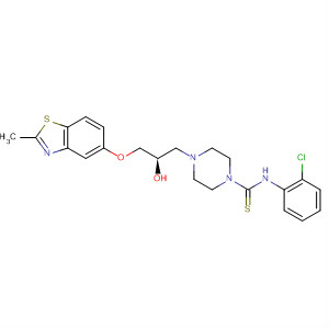 1-Piperazinecarbothioamide,N-(2-chlorophenyl)-4-[(2R)-2-hydroxy-3-[(2-methyl-5-benzothiazolyl)oxy]propyl]- molecular structure