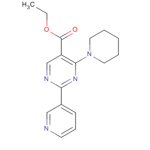 5-Pyrimidinecarboxylic acid, 4-(1-piperidinyl)-2-(3-pyridinyl)-, ethyl ester molecular structure
