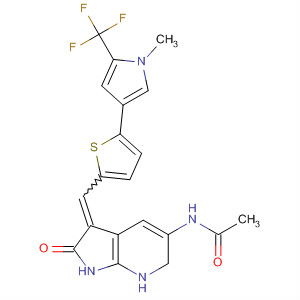 Acetamide,N-[2,3-dihydro-3-[[5-[1-methyl-5-(trifluoromethyl)-1H-pyrrol-3-yl]-2-thienyl]methylene]-2-oxo-1H-pyrrolo[2,3-b]pyridin-5-yl]- molecular structure