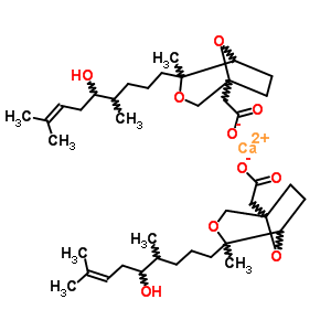 calcium bis[2,7:3,6-dianhydro-6-(carboxylatomethyl)-1,4,5-trideoxy-2-(5-hydroxy-4,8-dimethylnon-7-en-1-yl)heptitol] molecular structure