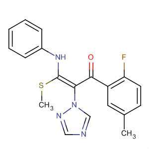 2-Propen-1-one,1-(2-fluoro-5-methylphenyl)-3-(methylthio)-3-(phenylamino)-2-(1H-1,2,4-triazol-1-yl)-, (2Z)- molecular structure