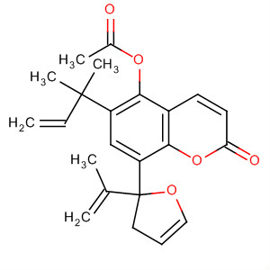 2H-Furo[2,3-h]-1-benzopyran-2-one,5-(acetyloxy)-6-(1,1-dimethyl-2-propenyl)-8-(1-methylethenyl)- molecular structure