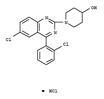 4-Piperidinol, 1-(6-chloro-4-(2-chlorophenyl)-2-quinazolinyl)-, monohy drochloride