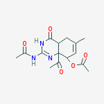 (4aS,8S,8aS)-8a-acetyl-2-(acetylamino)-6-methyl-4-oxo-3,4,4a,5,8,8a-hexahydroquinazolin-8-yl acetate molecular structure