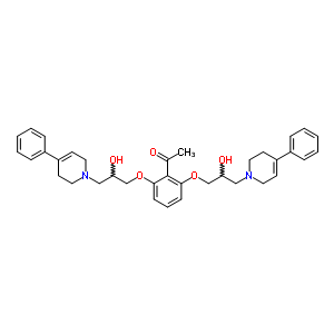 1-{2,6-bis[2-hydroxy-3-(4-phenyl-3,6-dihydropyridin-1(2H)-yl)propoxy]phenyl}ethanone molecular structure