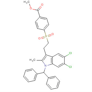 Benzoic acid,4-[[2-[5,6-dichloro-1-(diphenylmethyl)-2-methyl-1H-indol-3-yl]ethyl]sulfonyl]-, methyl ester molecular structure
