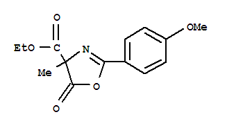4-Oxazolecarboxylic  acid,  4,5-dihydro-2-(4-methoxyphenyl)-4-methyl-5-oxo-,  ethyl  ester molecular structure