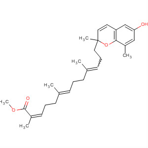 2,6,10-Tridecatrienoic acid,13-(6-hydroxy-2,8-dimethyl-2H-1-benzopyran-2-yl)-2,6,10-trimethyl-,methyl ester, (Z,E,E)- molecular structure