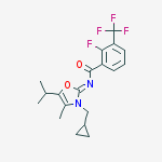 N-[3-(cyclopropylmethyl)-4-methyl-5-propan-2-yl-1,3-oxazol-2-ylidene]-2-fluoro-3-(trifluoromethyl)benzamide
