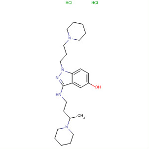 1H-Indazol-5-ol,3-[[3-(1-piperidinyl)butyl]amino]-1-[3-(1-piperidinyl)propyl]-,dihydrochloride molecular structure