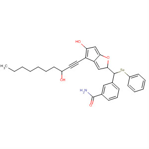 Benzamide,3-[[hexahydro-5-hydroxy-4-(3-hydroxy-1-decynyl)-2H-cyclopenta[b]furan-2-yl](phenylseleno)methyl]- molecular structure