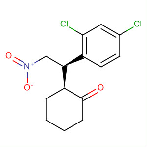 Cyclohexanone, 2-[(1R)-1-(2,4-dichlorophenyl)-2-nitroethyl]-, (2S)- molecular structure