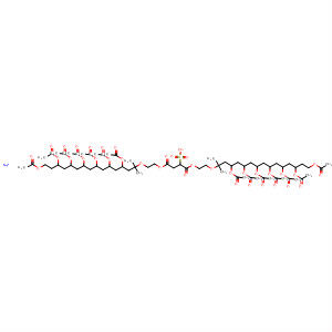 Butanedioic acid, 2-sulfo-,1,4-bis[2-[[3,5,7,9,11,13,15-heptakis(acetyloxy)-1,1-dimethylpentadecyl]oxy]ethyl] ester, sodium salt (1:1) molecular structure