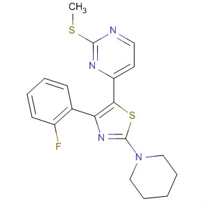 Pyrimidine,4-[4-(2-fluorophenyl)-2-(1-piperidinyl)-5-thiazolyl]-2-(methylthio)- molecular structure
