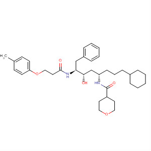 2H-Pyran-4-carboxamide,N-[(1S,3S,4S)-1-(3-cyclohexylpropyl)-3-hydroxy-4-[[3-(4-methylphenoxy)-1-oxopropyl]amino]-5-phenylpentyl]tetrahydro- molecular structure