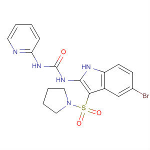 Urea, N-[5-bromo-3-(1-pyrrolidinylsulfonyl)-1H-indol-2-yl]-N'-2-pyridinyl- molecular structure