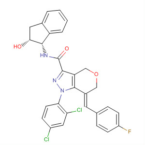 Pyrano[4,3-c]pyrazole-3-carboxamide,1-(2,4-dichlorophenyl)-N-[(1S,2R)-2,3-dihydro-2-hydroxy-1H-inden-1-yl]-7-[(4-fluorophenyl)methylene]-1,4,6,7-tetrahydro-, (7Z)-