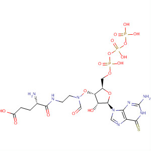 Guanosine 5'-(tetrahydrogen triphosphate), 6-thio-,3'-[N-[2-[[(2S)-2-amino-4-carboxy-1-oxobutyl]amino]ethyl]carbamate] molecular structure