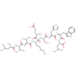 L-Leucine,L-leucyl-L-valyl-L-threonyl-L-a-glutamyl-L-lysyl-L-seryl-L-histidyl-L-tryptophyl- molecular structure