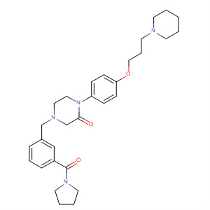 2-Piperazinone,1-[4-[3-(1-piperidinyl)propoxy]phenyl]-4-[3-(1-pyrrolidinylcarbonyl)benzoyl]- molecular structure