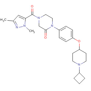 2-Piperazinone,1-[4-[(1-cyclobutyl-4-piperidinyl)oxy]phenyl]-4-[(1,3-dimethyl-1H-pyrazol-5-yl)carbonyl]- molecular structure