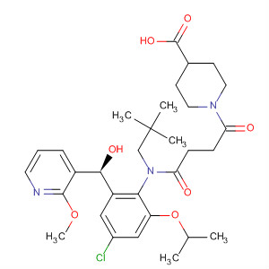 4-Piperidinecarboxylic acid,1-[4-[[4-chloro-2-[(S)-hydroxy(2-methoxy-3-pyridinyl)methyl]-6-(1-methylethoxy)phenyl](2,2-dimethylpropyl)amino]-1,4-dioxobutyl]- molecular structure