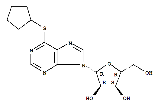 9H-Purine, 6-(cyclopentylthio)-9-(.beta.-D-ribofuranosyl)- molecular structure