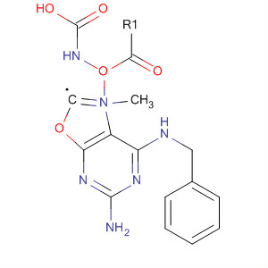 Carbamic acid,[5-amino-7-[(phenylmethyl)amino]oxazolo[5,4-d]pyrimidin-2-yl]-, methylester molecular structure