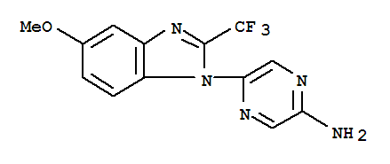2-Pyrazinamine,5-[5-methoxy-2-(trifluoromethyl)-1H-benzimidazol-1-yl]- molecular structure