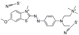 2-[[4-[ethyl[2-(trimethylammonio)ethyl]amino]phenyl]azo]-6-methoxy-3-methylbenzothiazolium dithiocyanate molecular structure